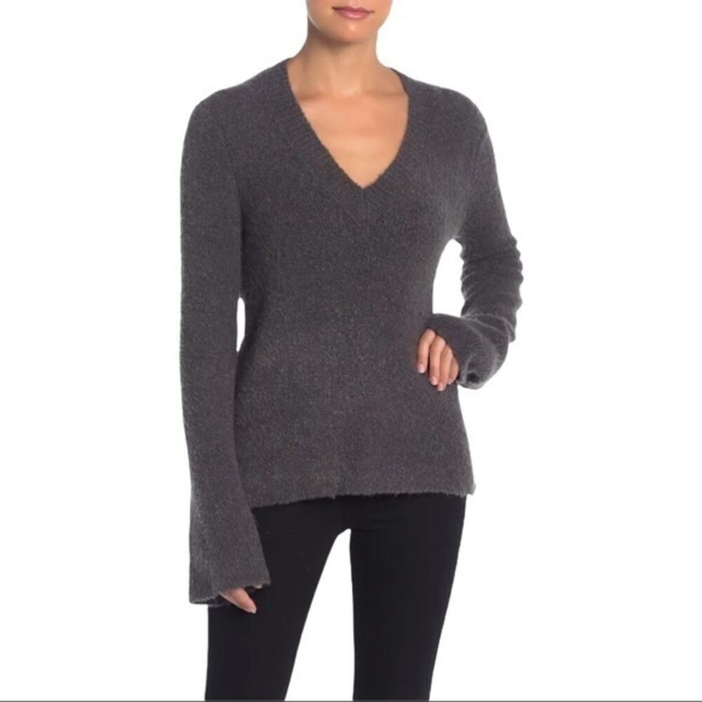 360 Sweater Emory Gray V-Neck Wool and Alpaca Blend Sweater Small NWOT